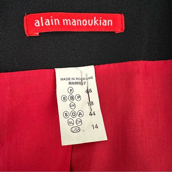 ALAIN MANOUKIAN Paris Western Denim Blazer Red Orange Stitch Wool Blend Size 14 - Picture 14 of 16